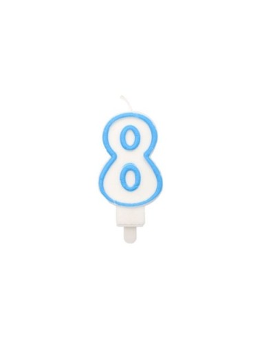 Candelina Party Go bianco e azzurro H.6 cm n° 8 EA0212