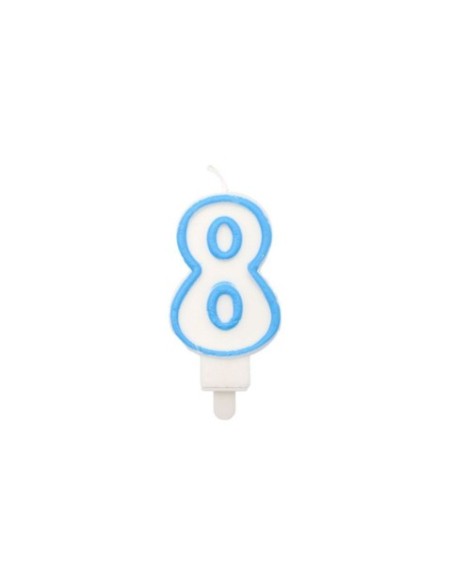 Candelina Party Go bianco e azzurro H.6 cm n° 8 EA0212