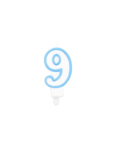 Candelina Party Go bianco e azzurro H.6 cm n° 9 EA0213