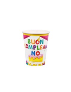 Bicchieri di carta Party Go Buon Compleanno rosa conf. 6 pz 27 ml AA0077-T