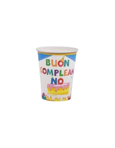 Bicchieri di carta Party Go Buon Compleanno azzurri conf. 6 pz 27 ml AC0071-T
