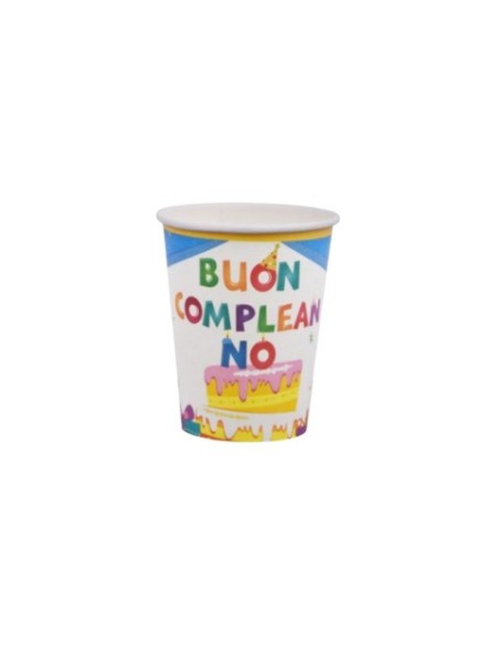 Bicchieri di carta Party Go Buon Compleanno azzurri conf. 6 pz 27 ml AC0071-T