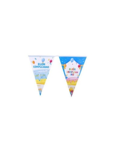 Festone con bandierine triangolari Party Go H.30 cm x 10 m azzurro AC0073-T