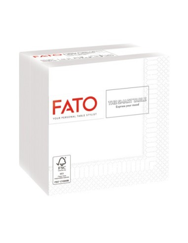 Tovaglioli piegati 2 veli Fato Smart Table pura cellulosa 24x24 cm bianco - conf. 100 pz - 82220003