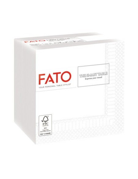 Tovaglioli piegati 2 veli Fato Smart Table pura cellulosa 24x24 cm bianco - conf. 100 pz - 82220003