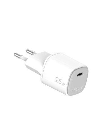 Caricatore da parete Celly GaN 25W con 1x USB-C - bianco UPTC1USBC25WWH