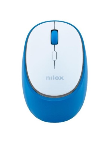 Mouse ottico wireless dual Nilox Tech ricaricabile tramite porta USB-C 1600 DPI 4 tasti - bianco/blu - NXMDWS103