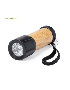 Torcia Freddie in bambù e ABS 9 led nera 10 cm - 20194
