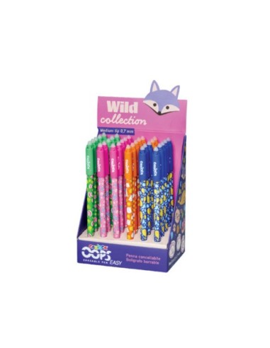 Espositore 30 penne cancellabili Carioca OOPS Easy Wild Collection punta 0