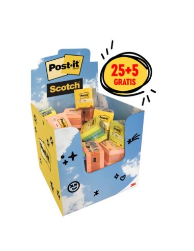 Espositore da banco 30 Mini Cubi Foglietti riposizionabili Post-it® Notes 51x51 mm - 400 ff colori assortiti -