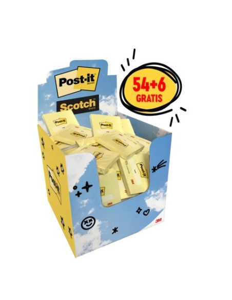 Espositore da banco 60 blocchetti di foglietti riposizionabili Post-it® da 100 ff - 76x76 mm - giallo Canary