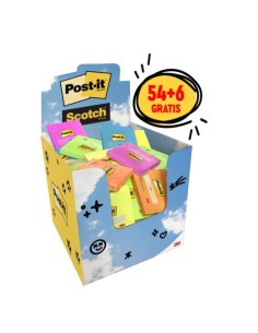 Espositore da banco 60 blocchetti di foglietti riposizionabili Post-it® da 100 ff - 76x76 mm - colori assortiti