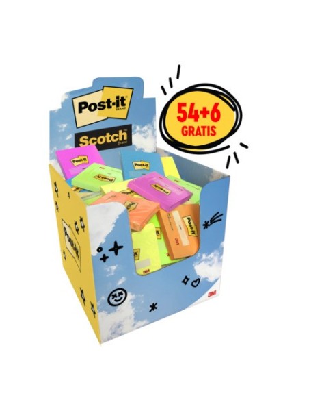 Espositore da banco 60 blocchetti di foglietti riposizionabili Post-it® da 100 ff - 76x76 mm - colori assortiti