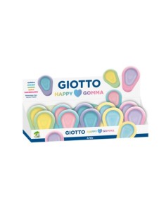 Espositore 30 gomme Giotto Happy Love con presa antiscivolo in colori assortiti pastello - F232400