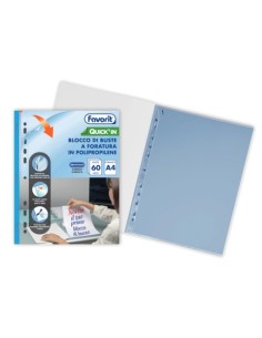 Blocco buste a perforazione universale Favorit Quick In A4 in PP 60 buste lisce 400205416