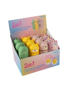 Espositore 12 astucci in silicone Donau Animals assortiti 2460083-99