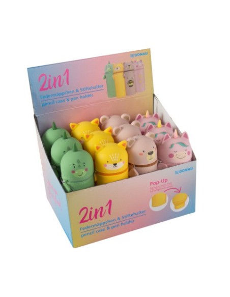 Espositore 12 astucci in silicone Donau Animals assortiti 2460083-99