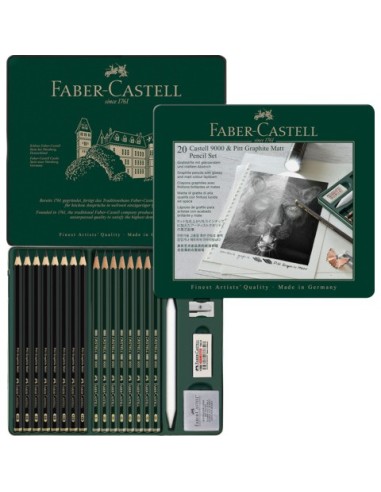 Matite colorate Faber-Castell Pitt Graphite Matt & Castell 9000 conf. 20 colori assortiti - 115224
