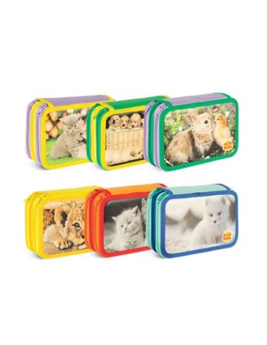 Astuccio a 3 zip Monikids Puppies in conf. da 12 pezzi fantasie assortite 32NIK214