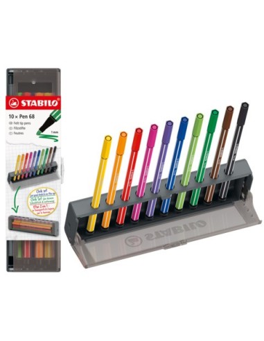 Click set 10 pennarelli Stabilo Pen 68 tratto 1 mm in colori assortiti - 6810-7