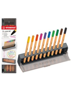 Click set 10 fineliner Stabilo Point 88 tratto 0
