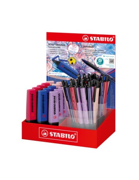 Espositore 38 penne a sfera a scatto Stabilo Pointball NatureCOLORS Wildflowers Edition assortiti