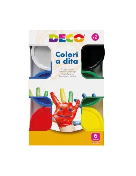 Colori a dita Deco 100 ml in conf. da 6 flaconi colori assortiti 13371