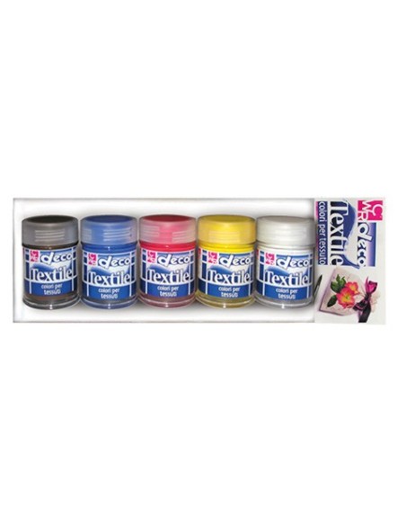 Colori per stoffa Deco 35 ml conf. 5 pezzi in colori assortiti 1633/5