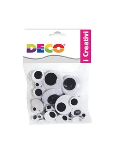 Occhi mobili adesivi Deco tondi - conf. 50 pezzi - formati assortiti 11495