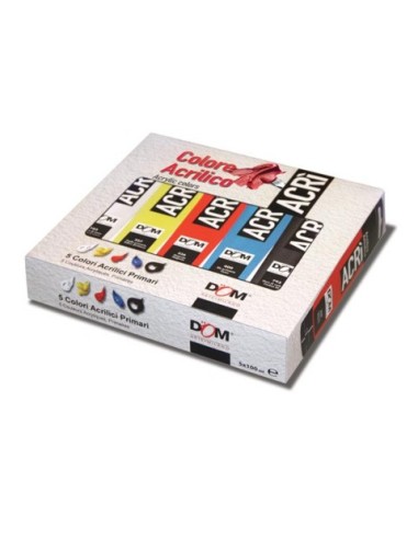Colore acrilico in tubetto Dom 100 ml conf. 5 pezzi colori primari 11535/a5