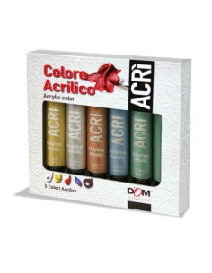 Colore acrilico in tubetto Dom 100 ml conf. 5 pezzi colori metallizzati 11535/a5m