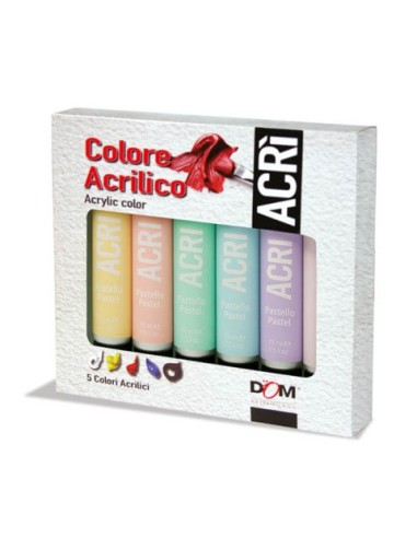 Colore acrilico in tubetto Dom 100 ml conf. 5 pezzi colori pastello 11535/a5p