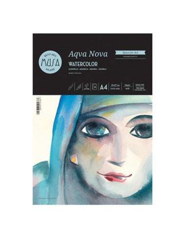 Blocco acquerello Musa Aqva Nova 12 ff - 300 g - grana fine formato A4 MU121294
