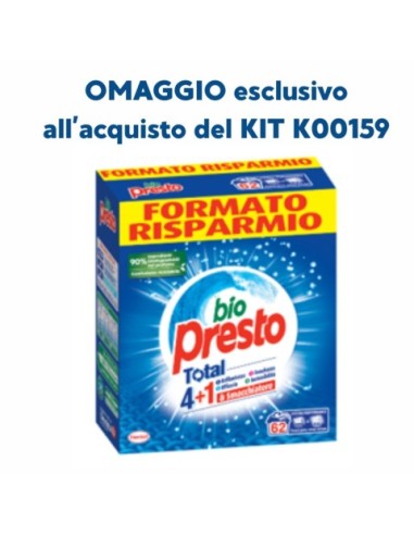 Detersivo lavatrice in polevere Bio Presto 62 lavaggi in OMAGGIO al KIT K00159 - 2956351