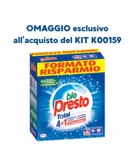 Detersivo lavatrice in polevere Bio Presto 62 lavaggi in OMAGGIO al KIT K00159 - 2956351