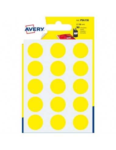 Etichette rotonde colorate AVERY giallo Ø 19 mm 6 fogli - PSA19J