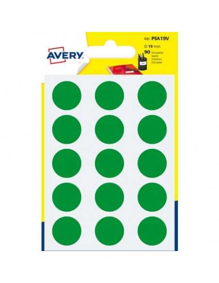 Etichette rotonde colorate AVERY verde Ø 19 mm 6 fogli - PSA19V