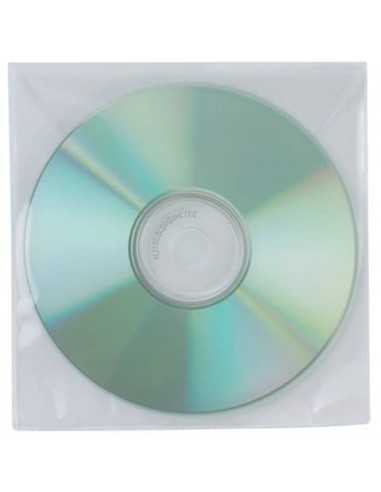 Tasca per CD/DVD Q-Connect polipropilene 120my senza foratura con lembo chiusura conf. da 50 pezzi - KF02207