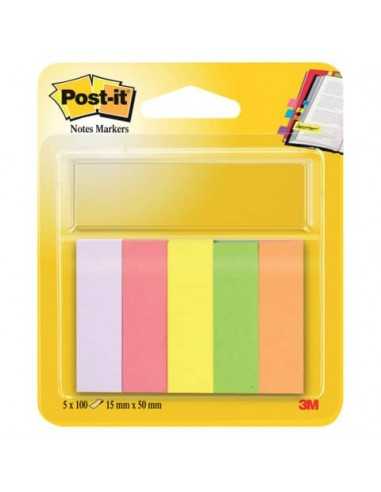 Segnapagina removibili in carta Post-it® Notes Markers neon assortiti 5 blocchetti da 100 fogli - 670-5