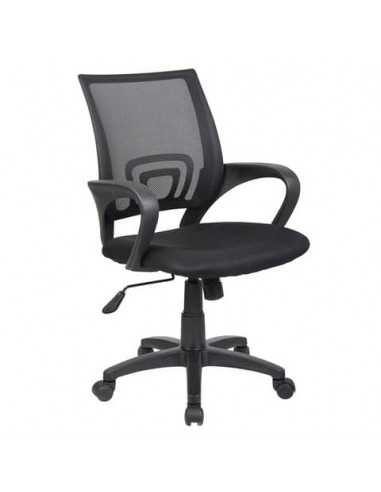 Sedia operativa con braccioli  Serena Group St. Louis schienale in rete nero - rivestimento tessuto nero - E8085MK