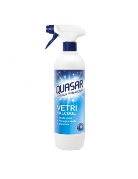 Detergente per vetri in spray Quasar con alcool in flacone da 580 ml - 40895PIT