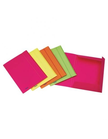 Cartella tre lembi con elastico Favorit Neon formato 24x33 cm dorso 1 cm in conf. 20 colori assortiti - 400066846