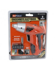 Avvitatore elettrico Emi con 8 puntali - ricarica veloce USB - 8107651