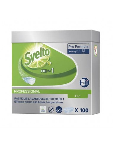 Detergente per lavastoviglie 3 in 1 Svelto ECO Professional Pro Formula bianco conf. 100 pastiglie - 100904028