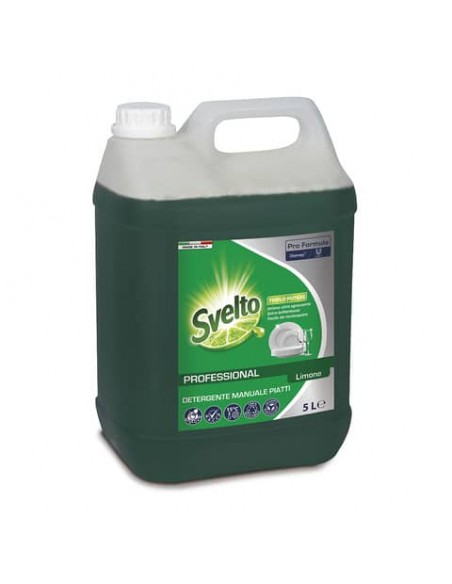 Detergente per stoviglie Svelto Più Limone Professionale - verde - tanica 5 litri - 7522663