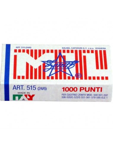 Scatola 1000 punti metallici ZENITH 515 24/6 - 0305151601