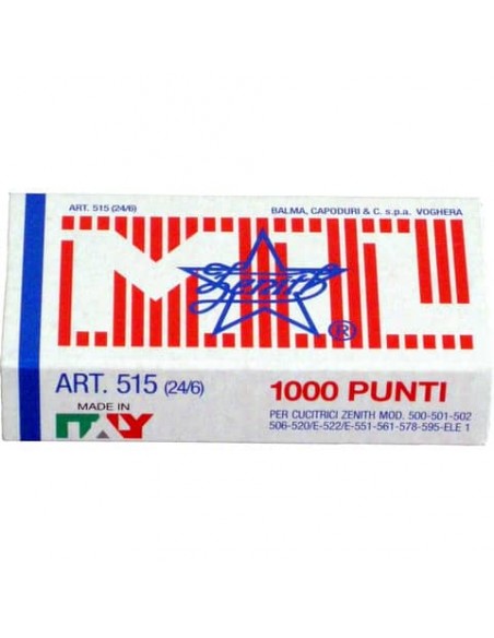 Scatola 1000 punti metallici ZENITH 515 24/6 - 0305151601