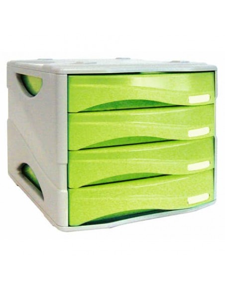 Cassettiera 4 cassetti ARDA Smile polistirolo antiurto e materiale infrangibile grigio/verde - TR15P4PV