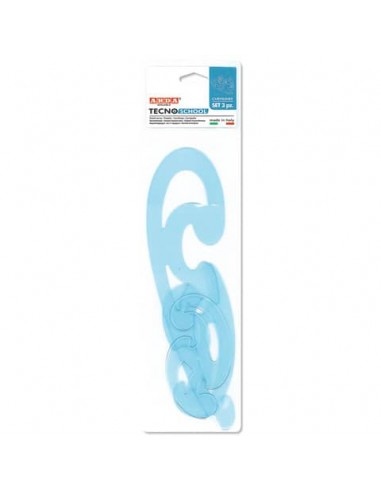 Set curvilinee ARDA Serie Tecnoschool polistirolo termoresistente azzurro trasparente  Conf. 3 pezzi - 41200
