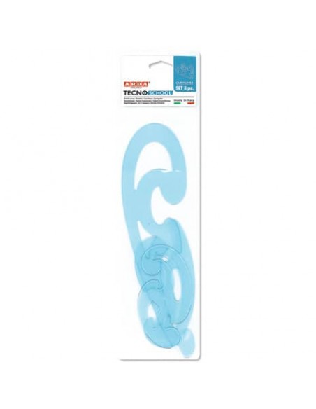 Set curvilinee ARDA Serie Tecnoschool polistirolo termoresistente azzurro trasparente  Conf. 3 pezzi - 41200